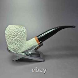 MBSD Meerschaum Deluxe Rusticated Pear Block Meerschaum Pipe, Briar-Mortise