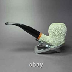 MBSD Meerschaum Deluxe Rusticated Pear Block Meerschaum Pipe, Briar-Mortise