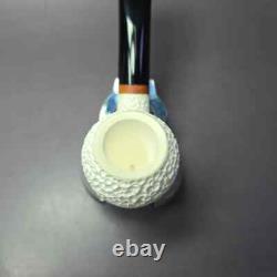 MBSD Meerschaum Deluxe Rusticated Pear Block Meerschaum Pipe, Briar-Mortise