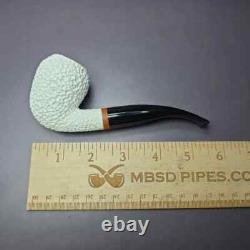 MBSD Meerschaum Deluxe Rusticated Pear Block Meerschaum Pipe, Briar-Mortise