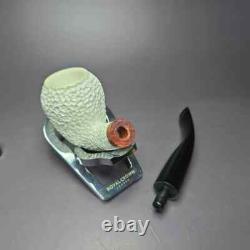 MBSD Meerschaum Deluxe Rusticated Pear Block Meerschaum Pipe, Briar-Mortise