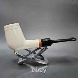 MBSD Meerschaum Deluxe Saddle Billiard Block Meerschaum Pipe, Briar-Mortise