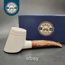 MBSD Meerschaum Deluxe Shape 55 Style Block Meerschaum Pipe, Briar-Mortise