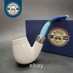 MBSD Meerschaum Deluxe Silver Bent Brandy Block Meerschaum Pipe, Briar-Mortise