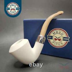 MBSD Meerschaum Deluxe Silver Calabash Block Meerschaum Pipe, Briar-Mortise