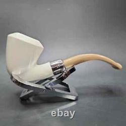 MBSD Meerschaum Deluxe Silver Calabash Block Meerschaum Pipe, Briar-Mortise