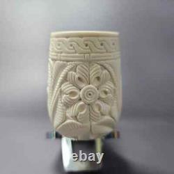 MBSD Meerschaum Deluxe Silver Floral Reverse Calabash Block Meerschaum Pipe, New