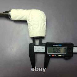 MBSD Meerschaum Deluxe Silver Floral Reverse Calabash Block Meerschaum Pipe, New