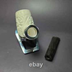 MBSD Meerschaum Deluxe Silver Floral Reverse Calabash Block Meerschaum Pipe, New