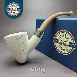 MBSD Meerschaum Deluxe Silver Lattice Peewit Block Meerschaum Pipe Briar-Mortise