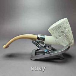 MBSD Meerschaum Deluxe Silver Lattice Peewit Block Meerschaum Pipe Briar-Mortise