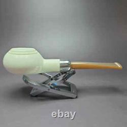 MBSD Meerschaum Deluxe Silver Prince Block Meerschaum Pipe, Briar-Mortise