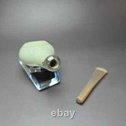 MBSD Meerschaum Deluxe Silver Prince Block Meerschaum Pipe, Briar-Mortise