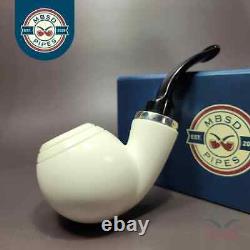 MBSD Meerschaum Deluxe Silver Reverse Calabash Danish Egg Block Meerschaum Pipe