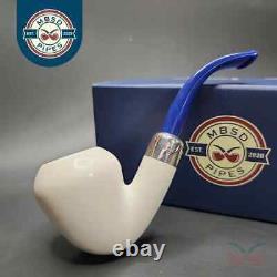 MBSD Meerschaum Deluxe Silver Rhodesian Block Meerschaum Pipe, Briar-Mortise