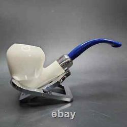 MBSD Meerschaum Deluxe Silver Rhodesian Block Meerschaum Pipe, Briar-Mortise