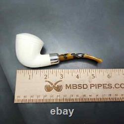 MBSD Meerschaum Deluxe Silver Rhodesian Block Meerschaum Pipe, Briar-Mortise