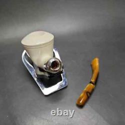 MBSD Meerschaum Deluxe Silver Rhodesian Block Meerschaum Pipe, Briar-Mortise