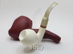 MBSD Meerschaum Deluxe Sitter Ball Block Meerschaum Tobacco Smoking Pipe, 9mm