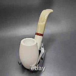 MBSD Meerschaum Deluxe Smooth Barrel Block Meerschaum Pipe, Briar-Mortise