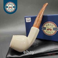 MBSD Meerschaum Deluxe Smooth Cutty Block Meerschaum Pipe, Briar-Mortise, 9mm