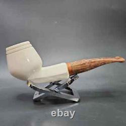 MBSD Meerschaum Deluxe Smooth Cutty Block Meerschaum Pipe, Briar-Mortise, 9mm