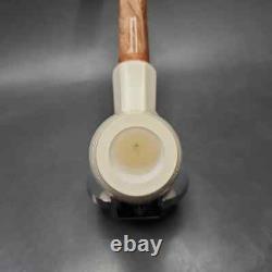 MBSD Meerschaum Deluxe Smooth Cutty Block Meerschaum Pipe, Briar-Mortise, 9mm