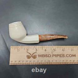 MBSD Meerschaum Deluxe Smooth Cutty Block Meerschaum Pipe, Briar-Mortise, 9mm