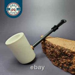 MBSD Meerschaum Deluxe Smooth Poker Block Meerschaum Pipe, Briar-Mortise, New