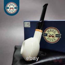 MBSD Meerschaum Deluxe Smooth Rhodesian Block Meerschaum Pipe, Briar-Mortise