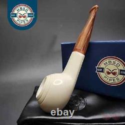 MBSD Meerschaum Deluxe Squat Tomato Block Meerschaum Pipe, Briar-Mortise