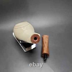 MBSD Meerschaum Deluxe Squat Tomato Block Meerschaum Pipe, Briar-Mortise