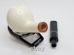 MBSD Meerschaum Deluxe Straight Ball Block Meerschaum Tobacco Pipe, 9mm Filter