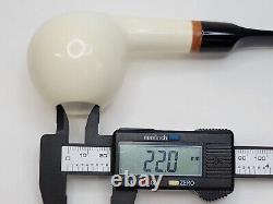MBSD Meerschaum Deluxe Straight Ball Block Meerschaum Tobacco Pipe, 9mm Filter
