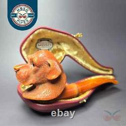 MBSD Meerschaum Masters by Karahan Dog with Glass Eyes, Block Meerschaum Pipe, New