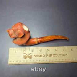 MBSD Meerschaum Masters by Karahan Dog with Glass Eyes, Block Meerschaum Pipe, New