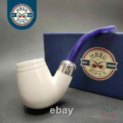 MBSD Meerschaum Silver Army Mount Bent Brandy Block Meerschaum Pipe