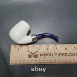 MBSD Meerschaum Silver Army Mount Bent Brandy Block Meerschaum Pipe, New