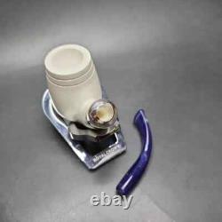 MBSD Meerschaum Silver Army Mount Bent Brandy Block Meerschaum Pipe, New