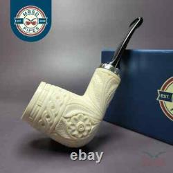 MBSD Meerschaum Silver Floral Rev Calabash Brandy Block Meerschaum Pipe, New