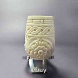 MBSD Meerschaum Silver Floral Rev Calabash Brandy Block Meerschaum Pipe, New