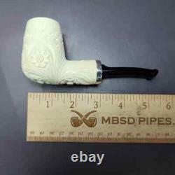 MBSD Meerschaum Silver Floral Rev Calabash Brandy Block Meerschaum Pipe, New