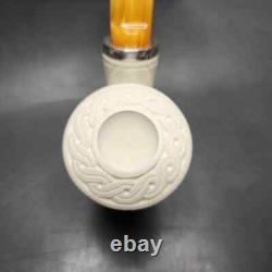 MBSD Meerschaum Silver Floral Reverse Calabash Vase Block Meerschaum Pipe, New