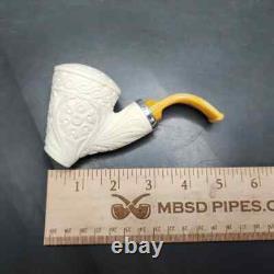 MBSD Meerschaum Silver Floral Reverse Calabash Vase Block Meerschaum Pipe, New