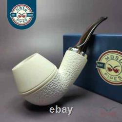 MBSD Meerschaum Silver Part Rusticated Rhodesian Block Meerschaum Pipe, New
