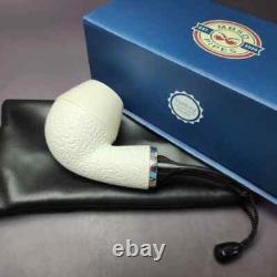 MBSD Meerschaum Silver Part Rusticated Rhodesian Block Meerschaum Pipe, New