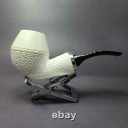 MBSD Meerschaum Silver Part Rusticated Rhodesian Block Meerschaum Pipe, New