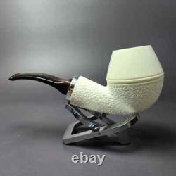 MBSD Meerschaum Silver Part Rusticated Rhodesian Block Meerschaum Pipe, New