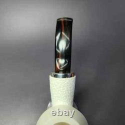 MBSD Meerschaum Silver Part Rusticated Rhodesian Block Meerschaum Pipe, New