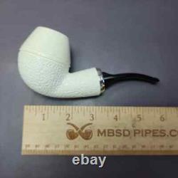 MBSD Meerschaum Silver Part Rusticated Rhodesian Block Meerschaum Pipe, New